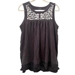 RXB Black Sleeveless Embroidered Blouse‎ Top